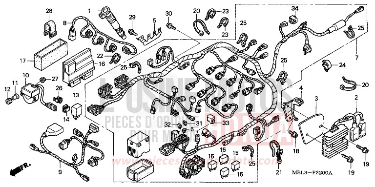 FAISCEAU DES FILS (CBR1000RR4/5) von CBR1000RR "Fireblade" CANDY TAHITIAN BLUE (PB215H) von 2005